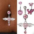 Steel Belly Button Rings Pink Crystal Piercing Navel Heart Style Navel Piercing Earring Belly Piercing Body Jewelry Ombligo. 