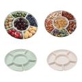 6-Compartment Food Storage Tray Dried Fruit Snack Plate Serving Platter For Party Candy Pastry Nuts Dish. 