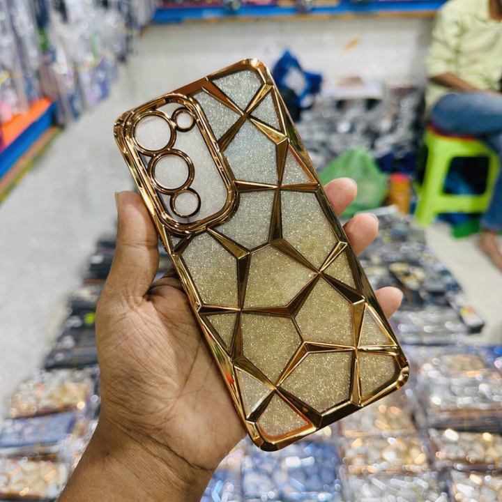 Vivo Y04 Geometric Diamond Shape Phone Case With Chrome Electroplated Plating Cover Zone For Vivo Y 04 Back Cover