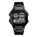 SKMEI 1335 Black Stainless Steel Digital Watch For Men - Black. 