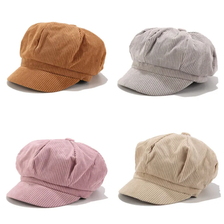 Ladies%20Womens%20Girls%20Corduroy%20Baker%20Boy%20Peaked%20Cap%20Winter%20Newsboy%20Hat%20-%20Image%203