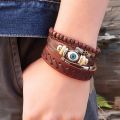 1Set 3/4Pcs Mix Leather Bracelet Men Multi-layer Bracelet Ladies Punk Casual Mens Bracelets Jewelry Accessories Classic Pulseira. 