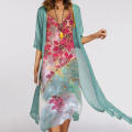 Women's V-Neck Strap Printed Dress Two Piece Set Summer New. 