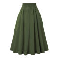 JAYCOSIN Women Fashion Skirt With Pockets Vintage High Waist Pleated Skirt Casual Solid Ankle-Length Vintage Skirt For Women. 