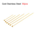 50/100Pcs Gold Color Stainless Steel Heads Eye Flat Head Pin Ball Head Pins for DIY Earrings Jewelry Making Accessories. 