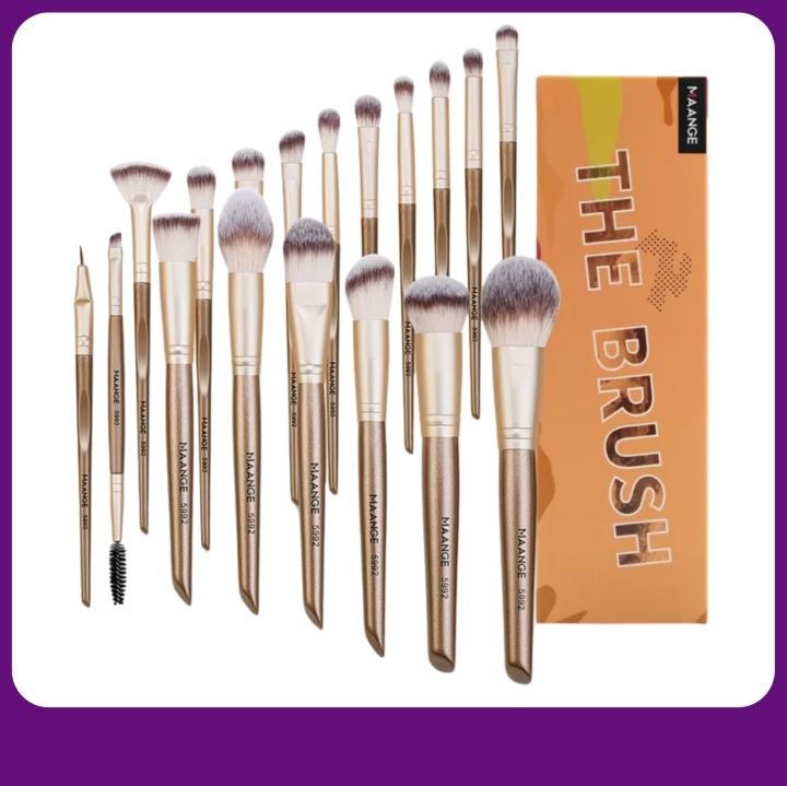 MAANGE 18pcs The Brush Professional Makeup Brushes Set With Box Rose