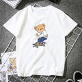 Cute Teddy Bear Print Shirt Short Sleeve O Neck Loose Tshirt Women Summer T shirt Men and Women Streetwear Cartoon Fashion Tee.
