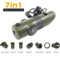 7-in-1 Emergency Survival LED Light Whistle Compass Multifunction Tool Magnifier Flashlight Storage Container Thermometer for Camping Hiking. 