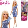 Babrie T7580 Glitz Doll Assortment Barbie Blonde Hair Blue Eyes with Short Blue Sequins Mini Dress and Silver Platform Shoes. 