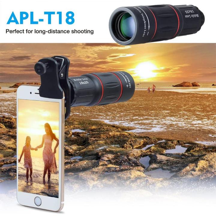 18* Optical Zoom Telescope Mobile Camera Lens Clip HD High Class Glass Lens with Adjustable Focal Length Manual Focusing Smartphone Lense