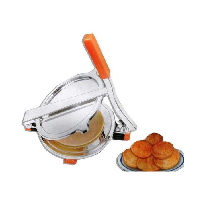 Steel Roti Pan Stainless Steel Roti Maker/Puri Press - Silver and Orange | Daraz.com.bd