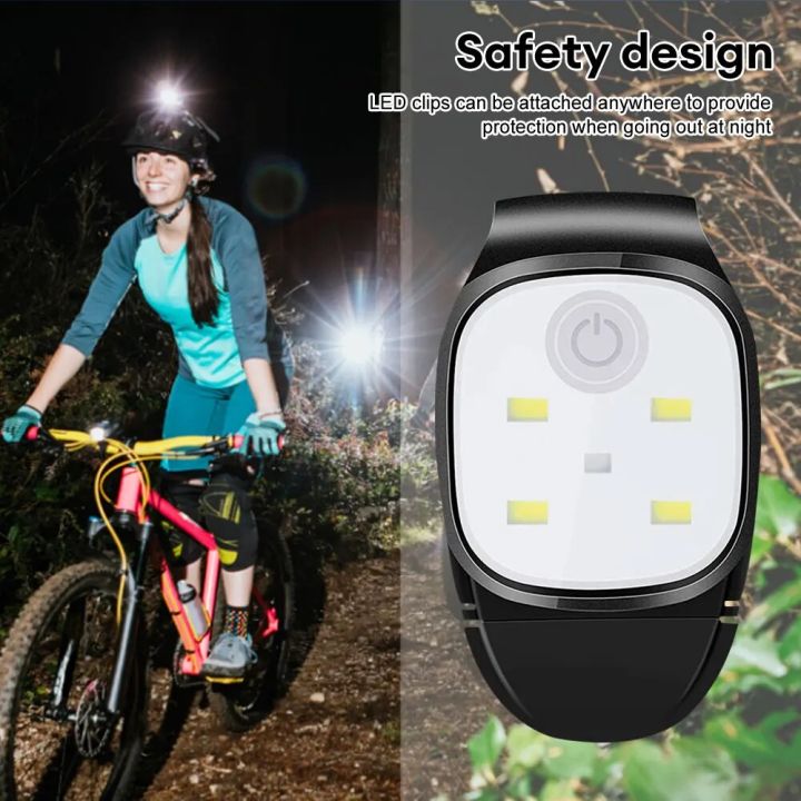 LED Clip Flashlight 4 Lighting Modes USB Rechargeable Clip On Light Safety Warning Running Lights for Night Walking Fishing