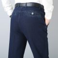Peking Story Jeans Man Middle-aged Denim Jeans Casual Middle Waist Loose Long Pants Male Straight Jeans Classical Big Size 40 41. 
