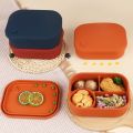 Portable Lunch Container With Dividers Silicone Bento Boxes Lunch Container Leak-Proof Lunch Container BPA-Free Dishwasher Safe. 