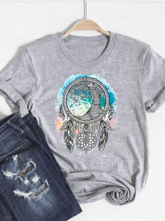 Print%20T%20Shirt%20Short%20Sleeve%20Flower%20Vintage%20Cute%2090s%20Summer%20Top%20Fashion%20Clothes%20Women%20Clothing%20Gray%20Basic%20Tee%20Graphic%20T-shirt%20-%20Image%202