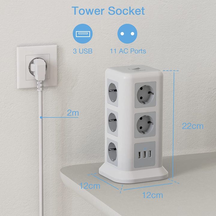 TESSAN%20Vertical%20Power%20Strip%20Multiple%20Tower%20Socket%20Surge%20Protector%20EU%20Plug%20Outlets%20with%20USB%20Ports%202m%20Extension%20Cable%20Home%20Office%20-%20Image%203