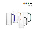 Heat-Resistant Glass Mug Set 380ml - Borosilicate Tea Coffee Cups (2 or 4 PCS) - Lightweight, Microwave Safe, Scratch-Resistant Clear Round Long Design for Daily Beverage Use.. 