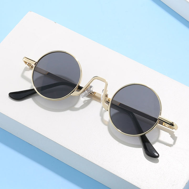 Retro hip-hop sunglasses small frame round Douyin Internet celebrity street mini glasses funny sunglasses little prince mirror