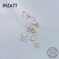 【beauty code store】INZATT Real 925 Sterling Silver Geometric Round Hoop For Fashion Party Fine Jewelry Minimalist Gift. 