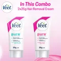 Veet Cream 25gm X 2, Normal +Dry Skin Hair Removal Cream for Body & Legs, Freshest Smell with Organic Aelo Vera and Rose Extract & Mint Extract, Dermatologically Tested.
