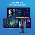 DoomHot USB Microphone PC Condenser Microphone Desktop RGB Lighting Microphone Volume Control Mic Plug and Play Mic Professional Gaming Mic with Mute Button Effect for Streaming Podcast Studio Conference Call. 