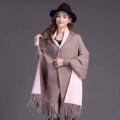 Women Cashmere-Like Shawl with Tassels Warm Fashionable Dual-Use Cape Scarf. 