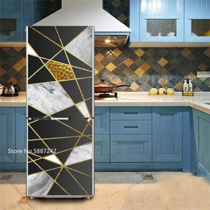 Art%20Lines%20Marble%20Fridge%20Stickers%20Vinyl%20Self-adhesive%20Refrigerator%20Wallpaper%20Flower%20Freezer%20Film%20Wrap%20Decor%20Poster%20Mural%20Decal%203d%20-%20Image%204