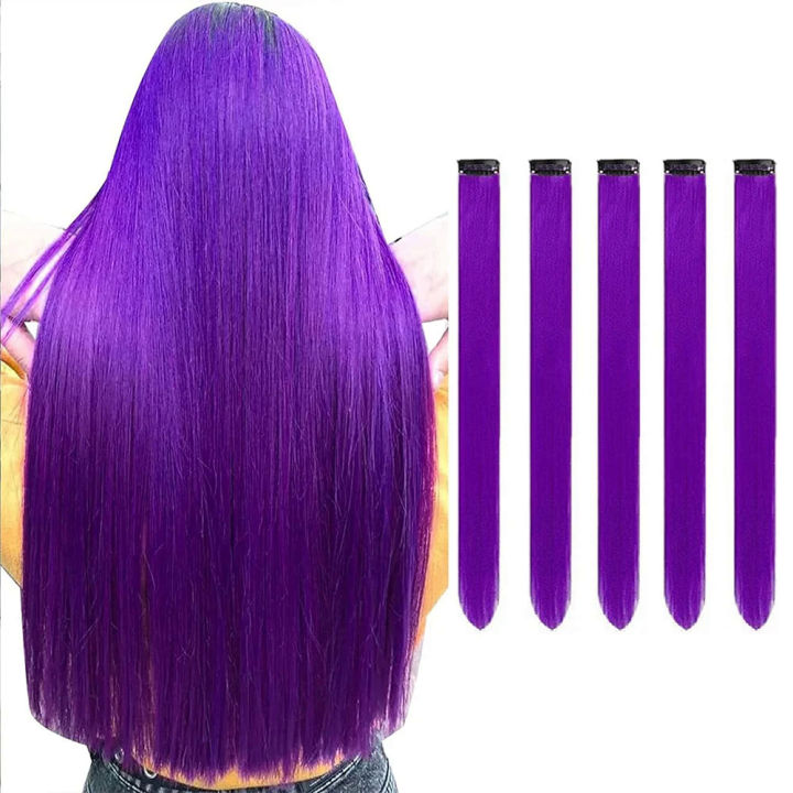 Black%20Friday%2022%20Inch%20Colored%20Pink%20Hair%20Extensions%20Party%20Highlights%20Straight%20Hairpiece%20Clip%20in%20Synthetic%20for%20Kids%20Girls(5%20Pc)%20-%20Image%209