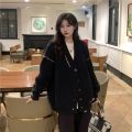 Autumn and Winter New Lazy Wind Sweater Cardigan Coat Women's Korean-Style Mid-Length Outerwear Student Knitwear Loose All-Matching. 