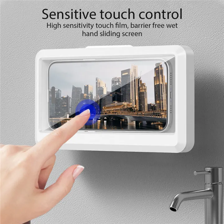 Bathroom%20Mobile%20Phone%20Holder%20Waterproof%20Touchable%20Case%20Wall%20Mounted%20Kitchen%20Toilet%20Smartphone%20Storage%20Box%20Stand,%20White%20Plastic%20-%20Image%208