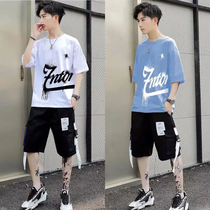 Boys%20Suit%20Summer%20Trendy%20Loose%20Korean%20Style%20Short%20SleeveTT-shirt%20Men's%20Trousers%20Sports%20Suit%20Handsome%20Shorts%20Set%20-%20Image%203