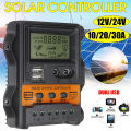 Helpful LCD Display 10/20/30A 12V/24V DC Input Solar Charge Controller Auto Parameter Adjustable MPPT Solar Panel Regulator.