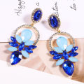 Carat Stud Earrings Shining Multicolor Rhinestones Leaves Lady Drop Earrings. 