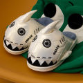 Shark cotton slippers men's 2022 new indoor home winter cute couple home wear slippers women's winter. 