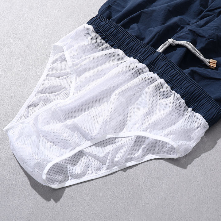 Shorts%20Men's%20Casual%20Loose%20Quick-Drying%20Short-Length%20Pants%20Versatile%20Summer%20Thin%20Beach%20Pants%20Black%20Lining%20Outer%20Wear%20Large%20Trunks%20-%20Image%204