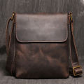Vintage Brown Crossbody for Men Genuine Leather Men's Casual Shoulder Bag Fashion Design Sling Bag 7.9 inch ipad Phone Bag.