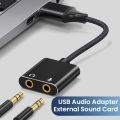 【Tech-savvy】 USB Sound Card Adapter with 3.5mm Headphone and Microphone Jack Braided Cable External USB Audio Adapter for Windows.