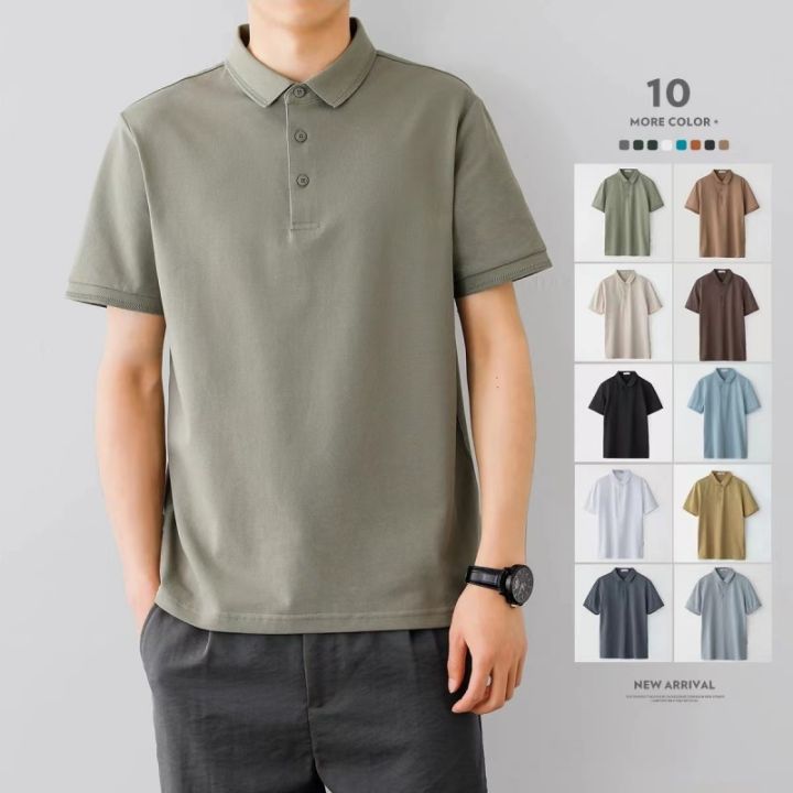 Business foreign trade polo shirt men's short sleeve t-shirt loose lapel summer high-end tik tok ice silk plus-size top