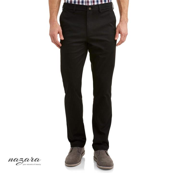 Slim-Fit Chino Gabardine Pants - Deep Black - Formal Pant For Men