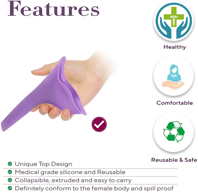 Portable Female Urinal Funnel Ladies Woman Standing Up Hygienic Urine Device