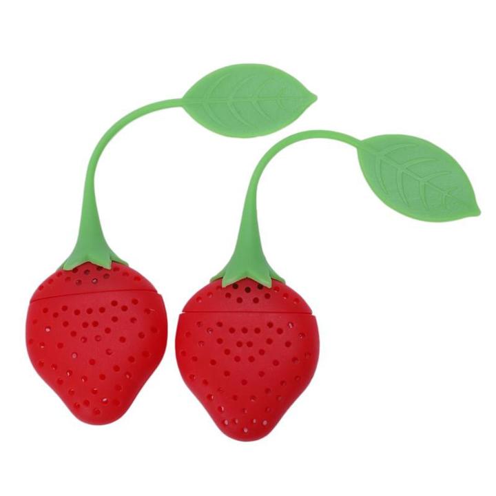 2pcs Silicone Tea Infuser Ball Pass Filter Tea Infuser Strainer Spoon Strawberry Variety