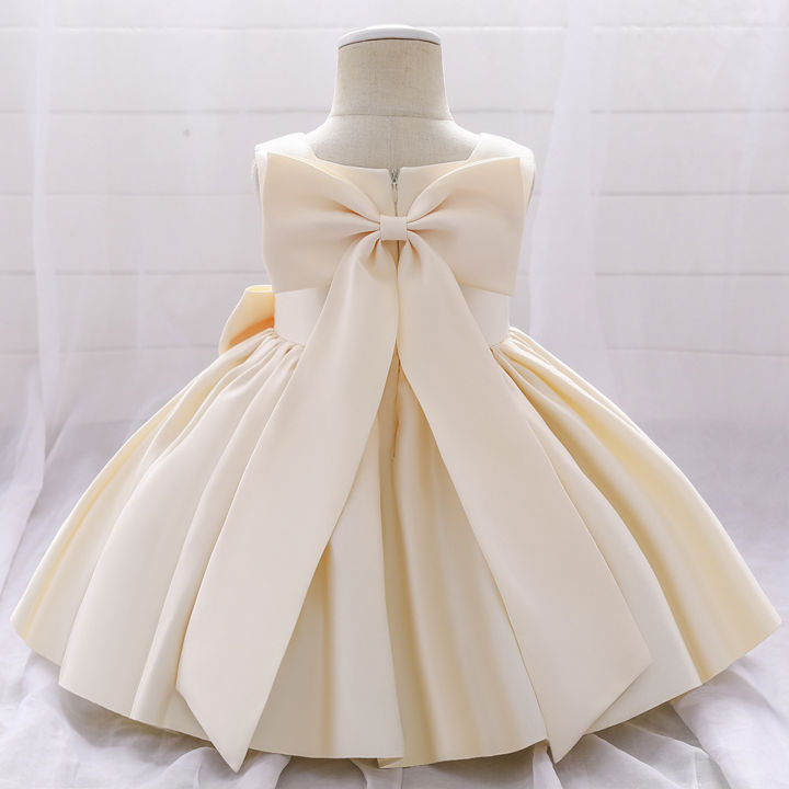 GC Flower Girl Bow Tutu Dress Kids Baby Girl Princess Dress Bow Dresses Summer Wedding Party Pageant Gown