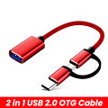 OTG 2 in 1 USB Cable Adapter Micro USB Type C To USB Converter Multi Device Support. 