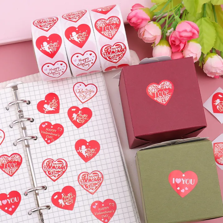 500%20Stickers/Roll%20Valentine's%20Day%20Wedding%20Theme%20Heart%20Stickers%20Gift%20Wrap%20Decoration%20-%20Image%206