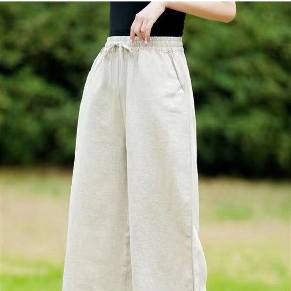 %E3%80%90Zihe%E3%80%91Linen%20Wide-Leg%20Pants%20Straight%20High%20Waist%20Solid%20Color%20Casual%20Pants%20Loose%20and%20Elastic%20Cropped%20Summer%20Versatile%20Ladies%20-%20Image%203