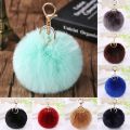 Trinket Fluffy Artificial Rabbit Fur Ball Key Chain 8cm Pompons Keychain 21 Color Women Car Bag Key Ring Hang Jewelry. 