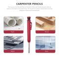 Solid Carpenter Pencils and 36 Pieces Refills in 3 Colors with Built-in Sharpener for Scriber Wood Floor Marking Drawing. 