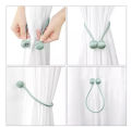 2 PCS Magnetic Curtain Buckle Magnetic Curtain Tiebacks Convenient Drape Tie European Style Decorative Weave Rope Curtain Rings & Buckles Holder for Window Sheer Blackout Draperies.