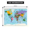 World Map Wall Sticker Stylish And Educational Decor for Home Office Kids Room Travel Office School Tuition Center Wall Decal.