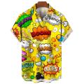 Hawaiian Shirt Short-Sleeved Shirt Men's Lapel Button-Down Shirt Graffiti Print Clothing Street Casual Loose Clothes 2024Fashion. 